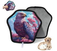 WowPrint Flower Tree Eagles Lot de 2 gants d'épilation électrostatiques réutilisables pour chat et chien Brosse pour canapé, vêtements, tapis, meubles, siège de voiture