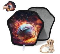 WowPrint Gant d'épilation de balle de baseball avec flammes pour chat et chien, réutilisable, électrostatique, brosse pour canapé, vêtements, tapis, meubles, siège de voiture
