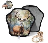 WowPrint Gant d'épilation de cerf de forêt aquarelle pour chat et chien - Gants électrostatiques réutilisables pour poils d'animaux domestiques - Outil de brosse pour canapé, vêtements, tapis, meubles