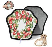 WowPrint Gant d'épilation de poils d'animaux de compagnie motif feuilles de pommes, gants électrostatiques réutilisables, brosse pour canapé, vêtements, tapis, meubles, siège de voiture