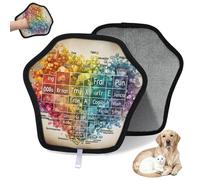 WowPrint Gant d'épilation de table périodique en forme de cœur coloré pour chat et chien - Gants électrostatiques réutilisables pour poils d'animaux domestiques - Outil de brosse pour canapé