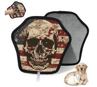 WowPrint Gant d'épilation pour chat et chien - Motif tête de mort - Motif drapeau américain - Électrostatique réutilisable - Brosse pour canapé, vêtements, tapis, meubles, siège de voiture