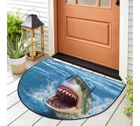 WowPrint Grand paillasson requin blanc pour intérieur et extérieur, lavable, absorbant, antidérapant, 91,4 x 61 cm