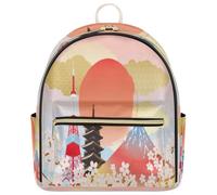 WowPrint Japon Tokyo Art Painting Sac à dos en cuir pour filles et femmes, sac à dos japonais tendance pour dames, sac à bandoulière décontracté, sac ado, couleur, Taille Unique