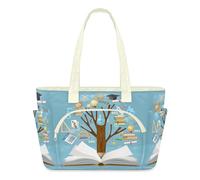 WowPrint Knowledge Tree Sac fourre-tout léger matelassé pour femme avec grande fermeture éclair pour voyage, travail, salle de sport