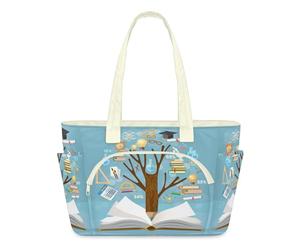 WowPrint Knowledge Tree Sac fourre-tout léger matelassé pour femme avec grande fermeture éclair pour voyage, travail, salle de sport