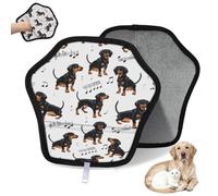 WowPrint Lot de 2 gants d'épilation de chien teckel musical pour chat et chien, réutilisables, électrostatiques, brosse pour canapé, vêtements, tapis, meubles, siège de voiture