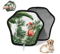 WowPrint Lot de 2 gants d'épilation de flamants roses et feuilles tropicales pour chat et chien, réutilisables, électrostatiques, brosse pour canapé, vêtements, tapis, meubles, siège de voiture