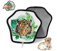 WowPrint Lot de 2 gants d'épilation de tigre à feuilles tropicales pour chat, chien, tigre, réutilisables, électrostatiques, brosse pour canapé, vêtements, tapis, meubles, siège de voiture