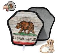 WowPrint Lot de 2 gants d'épilation en bois avec drapeau californien pour chat et chien, réutilisables, électrostatiques, brosse pour canapé, vêtements, tapis, meubles, siège de voiture