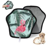 WowPrint Lot de 2 gants d'épilation en feuilles de palmier pour chat et chien, flamants roses, réutilisables, électrostatiques, brosse pour canapé, vêtements, tapis, meubles, siège de voiture