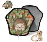 WowPrint Lot de 2 gants d'épilation en forme de feuilles de champignon, hérisson, pour chat et chien, réutilisables, électrostatiques, brosse pour canapé, vêtements, tapis, meubles, siège de voiture