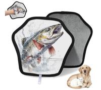 WowPrint Lot de 2 gants d'épilation pour animaux de compagnie, saumon, poisson, chat, chien, réutilisables, électrostatiques, brosse pour canapé, vêtements, tapis, meubles, siège de voiture