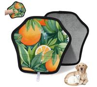 WowPrint Lot de 2 gants d'épilation pour chat et chien - Feuilles de fleurs orange - Gants électrostatiques réutilisables - Brosse pour canapé, vêtements, tapis, meubles, siège de voiture