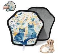 WowPrint Lot de 2 gants d'épilation pour chat et chien, motif feuilles d'arbre aquarelle, réutilisables, électrostatiques, brosse pour canapé, vêtements, tapis, meubles, siège de voiture