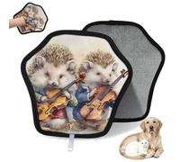 WowPrint Lot de 2 gants d'épilation pour chat et chien, motif hérisson, violon musical, réutilisable, électrostatique, brosse pour canapé, vêtements, tapis, meubles, siège de voiture