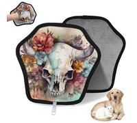 WowPrint Lot de 2 gants d'épilation pour chat et chien - Motif tête de mort - Réutilisables - Électrostatiques - Brosse pour canapé, vêtements, tapis, meubles, siège de voiture
