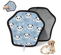 WowPrint Lot de 2 gants d'épilation pour chat et chien, pandas mignons, réutilisables, électrostatiques, brosse pour canapé, vêtements, tapis, meubles, siège de voiture