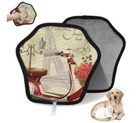 WowPrint Lot de 2 gants d'épilation vintage pour chat et chien Motif Paris - Gants électrostatiques réutilisables pour poils d'animaux domestiques - Outil de brosse pour canapé, vêtements, tapis