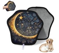 WowPrint Moon Star Forest Scenery Lot de 2 gants d'épilation 3D électrostatiques réutilisables pour poils d'animaux domestiques pour canapé, vêtements, tapis, meubles, siège de voiture