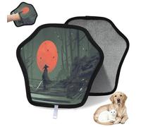 WowPrint Night Red Moon Japan Samourai Lot de 2 gants d'épilation électrostatiques réutilisables pour poils d'animaux domestiques pour canapé, vêtements, tapis, meubles, siège de voiture