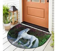 WowPrint Paillasson licorne blanche mythique pour intérieur et extérieur, lavable, absorbant, antidérapant, 91,4 x 61 cm