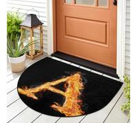 WowPrint Paillasson motif lettre A feu pour intérieur et extérieur, lavable, absorbant, antidérapant, 91,4 x 61 cm