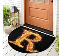 WowPrint Paillasson motif lettre R Fire R pour intérieur et extérieur, lavable, absorbant, antidérapant, 91,4 x 61 cm