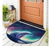 WowPrint Paillasson motif ours polaire Galaxy Aurora pour intérieur et extérieur, lavable, absorbant, antidérapant, 91,4 x 61 cm