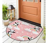 WowPrint Paillasson motif panda arc-en-ciel - Tapis d'entrée - Pour intérieur et extérieur - Lavable - Antidérapant - 91,4 x 61 cm