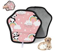 WowPrint Panda Rainbow Cloud Gant d'épilation pour chat et chien Happy Panda Gants électrostatiques réutilisables Brosse pour canapé, vêtements, tapis, meubles, siège de voiture