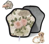 WowPrint Rose Vintage Journal Gant d'épilation d'animaux domestiques pour chat chien Gants électrostatiques réutilisables Brosse Outil pour canapé, vêtements, tapis, meubles, siège de voiture