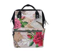 WowPrint Sac à langer multifonction Motif Paris Tour Eiffel France Rose Sac à langer Grande capacité Organiseur Sac à dos de voyage pour soins de bébé