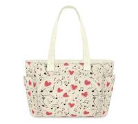 WowPrint Sac fourre-tout léger matelassé avec motif notes d'art musicales, cœurs et notes d'art musicales, grand sac à bandoulière pour voyage, travail, salle de sport