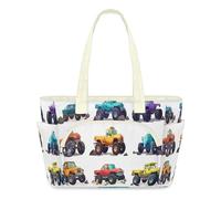 WowPrint Sac fourre-tout mignon Monster Trucks pour femme - Sac à main léger matelassé avec grande fermeture éclair - Sac à bandoulière pour voyage, travail, salle de sport
