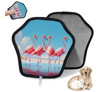 WowPrint Sea Beach Flamingo Bird Gant d'épilation pour chat et chien Gants électrostatiques réutilisables Brosse pour canapé, vêtements, tapis, meubles, siège de voiture
