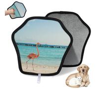 WowPrint Sea Beach Flamingo Gant d'épilation d'animaux domestiques pour chat et chien Gants électrostatiques réutilisables Brosse pour canapé, vêtements, tapis, meubles, siège de voiture