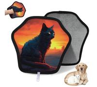 WowPrint Setting Sun Gant d'épilation de chat noir pour chat et chien - Gants électrostatiques réutilisables pour poils d'animaux domestiques - Outil de brosse pour canapé, vêtements, tapis, meubles