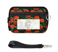 WowPrint Slam Dunk - Mini porte-cartes zippé pour homme et femme avec fenêtre pour carte d'identité, imprimé basket-ball, portable, léger, petit sac à main à fermeture éclair pour pièces de monnaie
