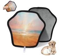 WowPrint Sun Setting Beach Lot de 2 gants d'épilation pour chat et chien - Réutilisables - Électrostatiques - Brosse pour canapé, vêtements, tapis, meubles, siège de voiture