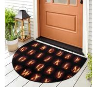 WowPrint Tapis d'entrée avec lettres de l'alphabet brûlant le feu, tapis d'intérieur et d'extérieur, lavable, absorbant, antidérapant, 91,4 x 61 cm