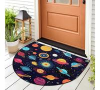 WowPrint Tapis d'entrée coloré motif galaxie planète pour intérieur et extérieur, lavable, absorbant, antidérapant, 91,4 x 61 cm