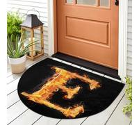 WowPrint Tapis d'entrée lettre E Fire - Symbole E - Tapis d'intérieur et d'extérieur - Lavable - Absorbant - Antidérapant - 91,4 x 61 cm
