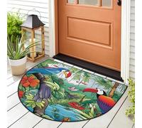 WowPrint Tapis d'entrée motif fleur tropique toucan oiseau pour intérieur et extérieur, lavable, absorbant, antidérapant, 91,4 x 61 cm