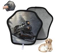 WowPrint Winter Forest Old Steam Train Lot de 2 gants d'épilation électrostatiques réutilisables pour poils d'animaux domestiques pour canapé, vêtements, tapis, meubles, siège de voiture