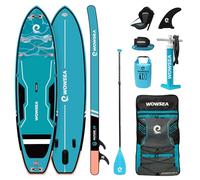 WOWSEA Nature N2 Stand Up Paddle Board Gonflable, Durable Et Léger Planche Gonflable, Touring & Loisirs Sup Board, 323cm L x 83cm W x 15cm H iSUP avec Trousse D'accessoires (Bleu)