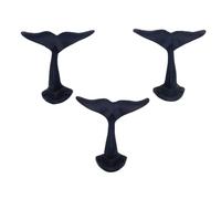 Wowser Lot de 3 crochets muraux en fonte en forme de queue de baleine bleu marine pour accrocher des vêtements et des accessoires, décoration nautique de maison et de bureau, 12 cm de haut
