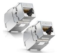 Wowsofty Lot de 2 modules Keystone RJ45 CAT 7 femelle câble pour CAT7 CAT6 CAT6a, LAN 10 Gbits à 1000 MHz AWG 22-24 sans outil LSA entièrement blindé STP Prise encastrable RJ45 femelle Borne de coup