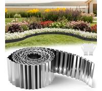wowspeed 1 Pcs Bordures de Jardin Flexible, 10m Bordure de Pelouse en Acier Galvanisé, Ondulée, Hauteur 15 cm Bordure Jardin Exterieur Metal, Bordure de Séparation pour Jardin Plantes Potager, Argent