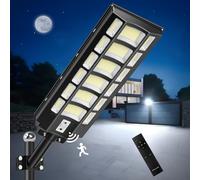 wowspeed 1200W LED Réverbères Lampadaire Solaire Exterieur avec Télécommande, 6500K Reverbere Solaire Exterieur Détecteur de Mouvement IP67 Etanche LED Réverbères pour Parking Patio Rue